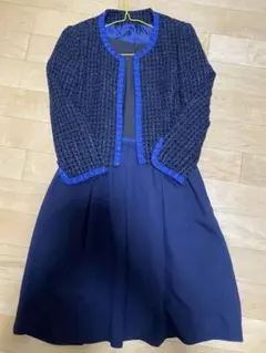 フォーマルスーツ　ネイビー　ジャケット　ワンピースセット　11号 L-LL