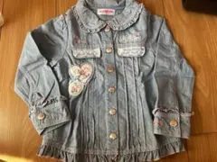 デニムジャケット フリル付き 刺繍入り キッズ用