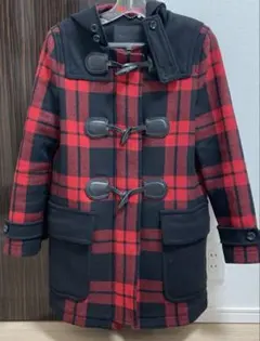 COACH ダッフルコート チェック柄 レッド ブラック XS