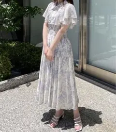 one way フロントボタンワンピース 花柄 ロングワンピース 夏服