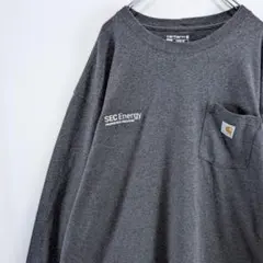 US古着 Carhartt カーハート 長袖 Tシャツ ロンT 刺繍ロゴ 3XL
