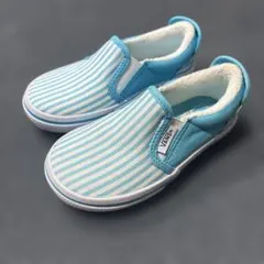 VANS スリッポン　17cm ブルーストライプ