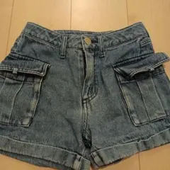 pink latteデニム ショートパンツxxsサイズ フロントポケット付き