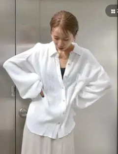 Ungrid 楊柳ビッグルーズシャツ ホワイト フリーサイズ