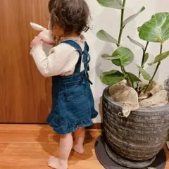 ダークデニム ジャンバースカート フリル裾　80cm