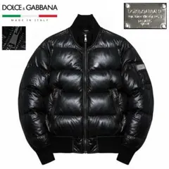 24万 伊製 D&G メタルプレート レザーパッチ MA-1 ダウンジャケット 