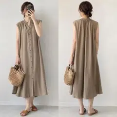 新品タグ付 23区 ノースリーブ ロングワンピース 38 2WAY ギャザー