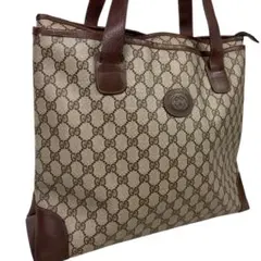 GUCCI オールドグッチ トートバッグ GG柄 PVC ブラウン A4収納