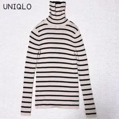 ユニクロ　エクストラファインメリノリブタートルネックセーター(M)ストレッチ
