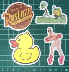 防水ステッカー アソート s011 アヒル 女の子 スケート スポンジボブ