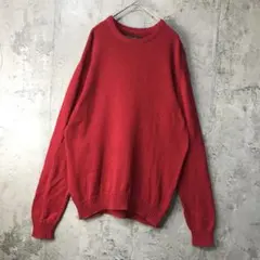 Y1093古着　ニットセーター　赤　無地　90s Y2K