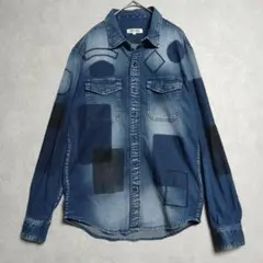 ​【希少デザイン】VOGUISH ヴォーギッシュ デニムシャツ パッチワーク Mのサムネイル