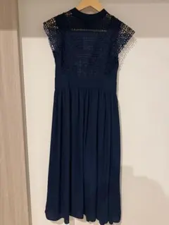 ネイビー レース ドレス