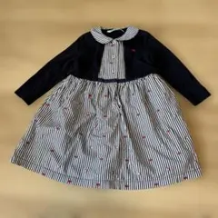 familiar 100cm ワンピース ネイビー/ストライプ