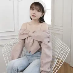 LIP SERVICE リボンオフショルロングスリーブトップス