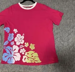 RYU SPORTS 半袖Tシャツ ピンク ハイビスカス柄のサムネイル