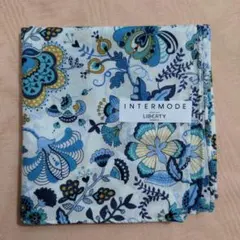 リバティ　花柄ハンカチ（ブルー系）