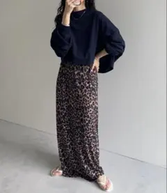 【wee9s】レオパード柄 ロングスカート FREEサイズ