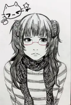 女の子 オリジナル イラスト 手描き