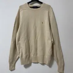 Polo by RalphLaurenコットンセーター　オフホワイトMサイズ古着