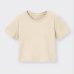 GU コットンミニT（半袖）S ナチュラル　ジーユー　クロップドTシャツ