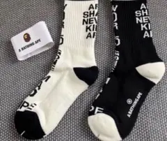 【未使用】A BATHING APE ソックス2足セット ブラック ホワイY10