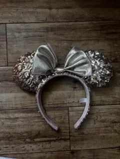 ディズニー ミニー耳カチューシャ　ピンクゴールド　スパンコール