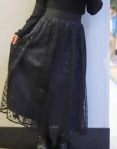 新品タグ付アクシーズファムスパンコールチュールスカート