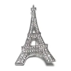 bro-0369-3　ブローチ　エッフェル塔　フランス　パリ　キラキラ　シルバー