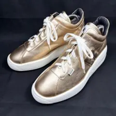 RUCO LINE メタリックレザー 厚底スニーカー ゴールド 37