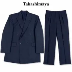 Y295 L タカシマヤ ELEFIT ストライプ 上品 ダブル スーツ メンズのサムネイル