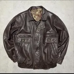 【archive】フライトジャケット　A2 羊革　XL 総柄　茶　ライダース