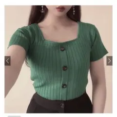 GRL 前後2wayスクエアネックリブニットトップス rut246