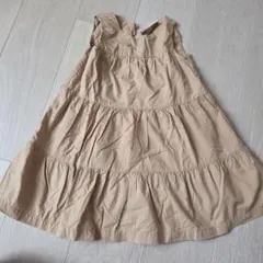 【baby GAP】4歳（105㎝）ベージュ コットン ティアードワンピース