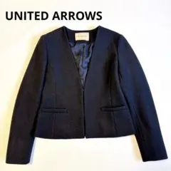 ノーカラージャケット ブラック ウール