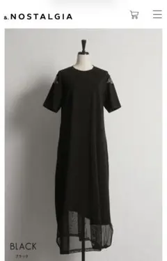 NOSTALGIA メッシュ切替カットソーワンピース Mブラックのサムネイル