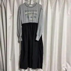 長袖　ワンピース ロングワンピース　ロンT ウエスト切り替え　スウェット