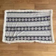 フリース ブランケット ホワイト ネイビー　70✖️100