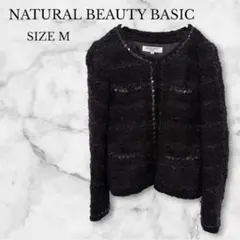 ナチュラルビューティーベーシック　ノーカラージャケット　スパンコール　ブラックのサムネイル