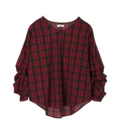 新品*koe*ホイップブラウス*チェック レッド