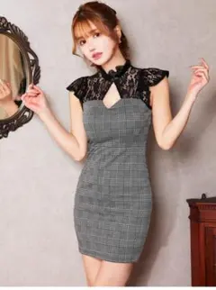 DAZZYキャバドレス【新品未使用】チェック柄ノースリーブワンピースSサイズ