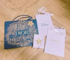 Dior 紙袋 4枚 リボン スターピン 星チャーム ノベルティ