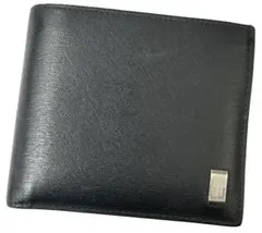 ダンヒル 二つ折り財布 サイドカー ブラック レザー 中古品 (18065)