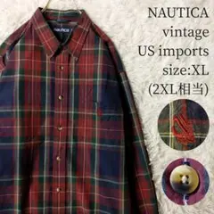 ビンテージ US輸入古着 NAUTICA 長袖シャツ チェック柄 2XLサイズ