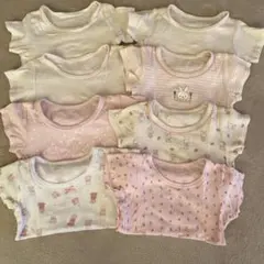 ベビー肌着 8点セット ホワイト ピンク　うさぎ柄