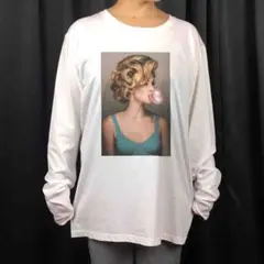 新品 クール ビューティー セクシー ブロンド モデル 風船ガム ロンT