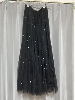 【最終値下げ中】GRL パールチュールフレアロングスカート M