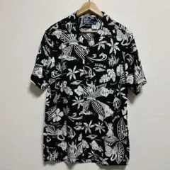 【7/11~発送】美品 90s ラルフローレン ブラック アロハシャツ 開襟 7/11~発送】美品 90s ラルフローレン ブラック アロハシャツ 開襟