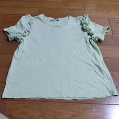 ZARA フリルスリーブ Tシャツ ライトグリーン Sサイズのサムネイル