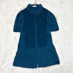 【美品】Cacharel キャシャレル シルク混 花柄立体刺繍 丸襟半袖ブラウスのサムネイル